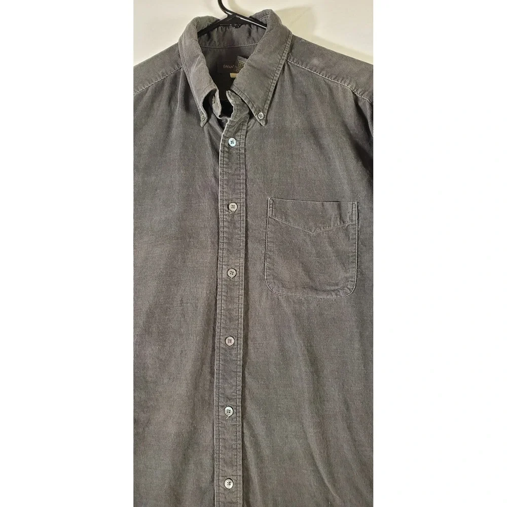 Banana Republic Mens Gray Corduroy Button Down Shirt Size L Corduroy Casual Gray